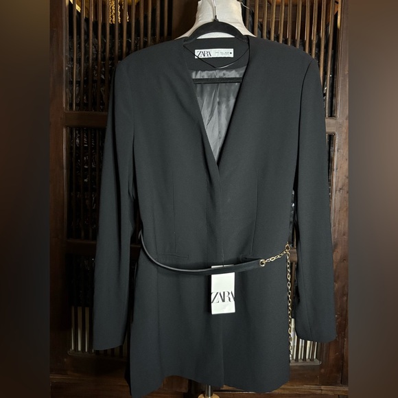 NWT- ZARA Belted Blazer -L - Picture 3 of 5